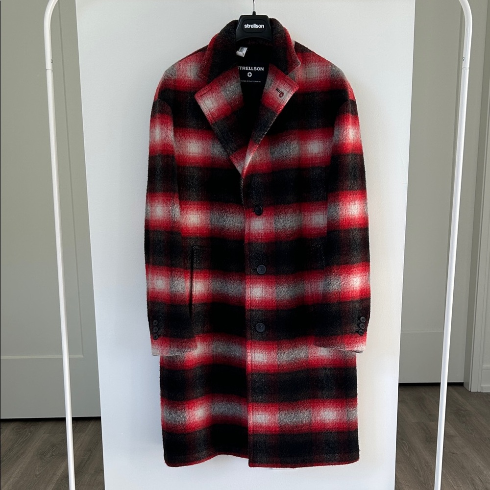 Strellson Men's Bold Plaid Trench Coat